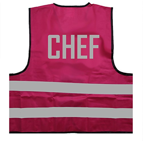 Warnweste - Signalweste - Chef - Warnweste mit reflektierendem Aufdruck - Größe L/XL, Magenta