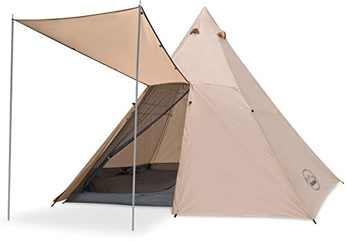 KAZOO Family Camping Tent Large Waterproof Tipi Tents 8 Person Room Teepee Tent Instant Setup Double Layer (Off-White)