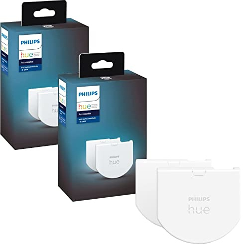 Philips Hue Wandschalter Modul Doppelpack (4 Total) - Elektronischer Schalter für Smart Home Beleuchtung