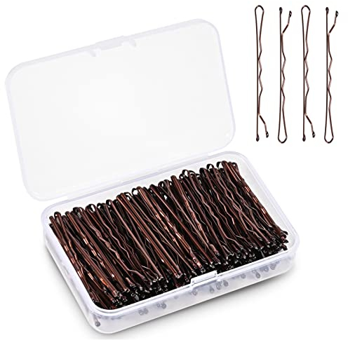 Haarnadeln, 150 Stück Wellenform Haarklammern, Metall Bobby Pins, Haarnadel-Set für Kinder, Mädchen Haarzusätze, Friseursalon (Braun)