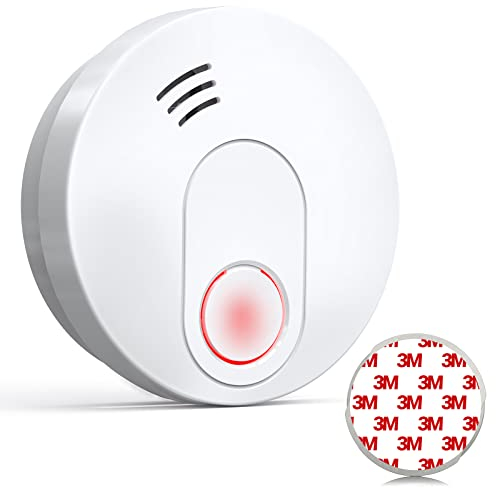 Andyssey Rauchmelder mit Magnethalterung, 10 Jahres Langzeit Batterie Feueralarm mit Fotoelektrischem Sensor EN 14604 Stummschaltung Rauchwarnmelder, GS526, 1 Stück (1er Pack)