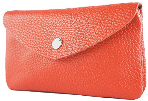 modamoda de P11 Damen Leder Geldbörse Portemonnaie Medium Handmade in Italy, Farbe:Rotorange