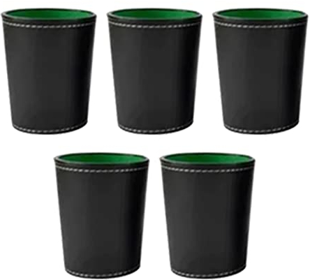 Qinlorgo Würfelbecher, Würfelbecher-Set, Verschleißfest, Sicher, Leicht, Schwarzes PU-Leder für Bar