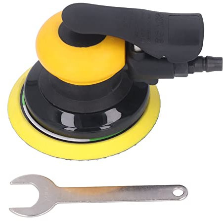 12000rpm Air Powered Orbital Sander, Zinc Alloy Stable Operation Fast Polishing 5in/12.7cm Air Random Orbital Sander for Metal