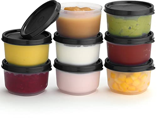 SIGNORA WARE Reusable Plastic Food Storage Containers 8 pack 4 oz. Stackable Airtight Leak proof Containers for Snacks, Nuts, Baby Food, Picnics, Food Prep, Salad Dressing - BPA Free