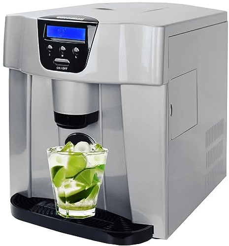Syntrox Germany Eiswürfelmaschine Flumbia (Display + Spender), 15 kg Eis pro Tag, 3 Eiswürfelgrößen, Robustes Gehäuse, Glasdirekte Eiswürfelspende, 1 kg Eiswürfelproduktion