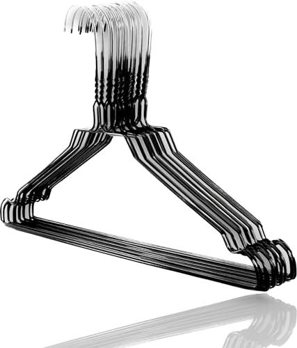 HOME PRO Grucce Nero Appendiabiti Metallo Salvaspazio - Set da 50, Colorate e Resistenti - Organizza il Tuo Armadio con Stile - Ideali per Pantaloni e Abiti, 40cm