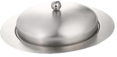 BESTonZON Beurrier Inox Oval Avec Couvercle Plateau Service Pour Beurre Frais Résistance Rouille Poignée Facile à Soulever Maintien Antidébordement Pour Cuisine