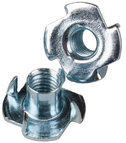 Tuercas en T de cuatro puntas, anclajes de acero chapado en zinc, tuercas ciegas, inserciones cautivas para carpintería y muebles, tuercas de inserción de madera roscadas resistentes con punta