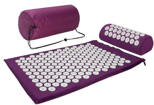 Acupressure Mat Acupressure Set Acupressure Mat with Cushion Nail Mat Flower Field Mat Needle Mat Needle Board Yantra Mat Prana Mat Acupuncture Mat Purple