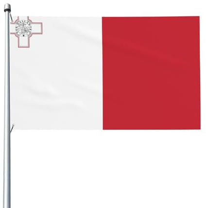 Accattivante e scioccante! Bandiera di Malta da 0,9 x 1,5 m con intestazione in tela, resistente allo sbiadimento ai raggi UV, ottima fattura, splendida e abbagliante!