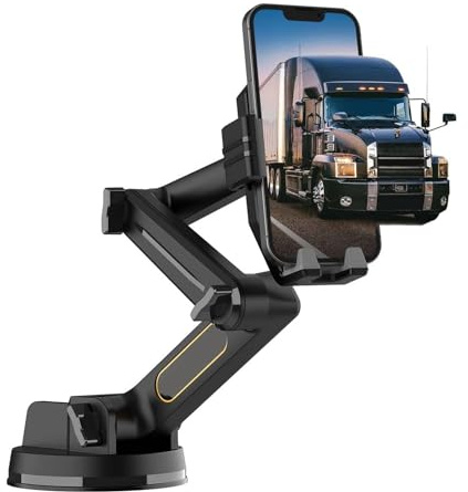 Truck Phone Holder, Dashboard Windshield Cell Phone Holder with Long Arm, Strong Suction Cup for SUV, Trucks, Bus, Heavy Vehicles