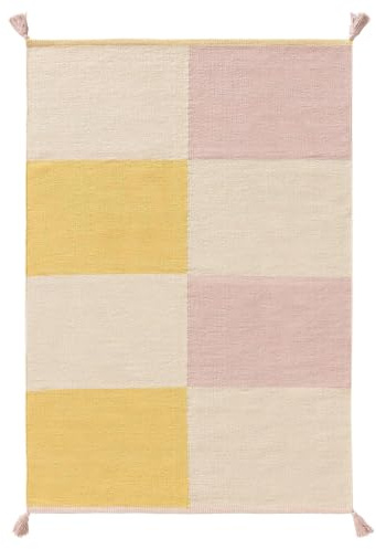 benuta Lytte Kinderteppich Anton - Multicolor/Gelb 90x130 cm - 100% Baumwolle - Rechteckig & im Style: Kindermotive, Scandi Living - Pflegeleicht für Wohnzimmer Schlafzimmer