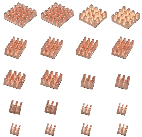 ZDE 20pcs Dissipateur Thermique, Radiateur en Cuivre Pur, CPU Dissipateurs de Chaleur Compatible avec Raspberry Pi 5/Raspberry Pi 4 Model B