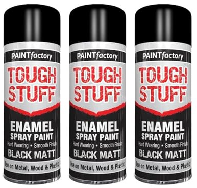 GSV Essentials Enamel Black Matt Spray Paint, Quick-Drying, DIY Projects, Ideal for Metal, Wood, Plastic, Easy to Apply, Interior And Exterior Use, 400ml, (3 Pcs)