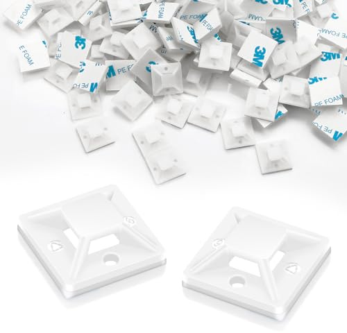 240 basi adesive per fascette stringicavi, 20 x 20 mm, fissaggio per cavi, autoadesive, fascette per cavi, supporto adesivo, base di fissaggio (bianco)