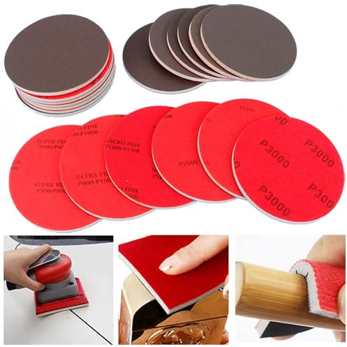 LONGHAO 20 pcs Schleifschwamm Set 180-5000 Körnung rund Schleifblock Flexibles Nass-Trocken-Schleifpapier Weich Schleifschwamm Schleifschwamm Körnung,für Holz,Trockenbau,Metall,Farbe,Auto (#1)