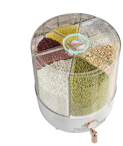 Contenedor De Almacenamiento De Arroz - Dispensador De Alimentos Inteligente, Caja De Arroz Giratoria | Contenedor de almacenamiento de arroz giratorio de diseño Visible, dispensador de contenedor de