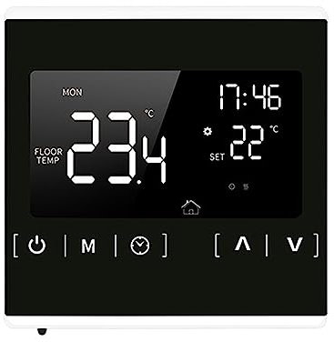 Termostato Smart, Termostato touchscreen LCD intelligente for di riscaldamento a pavimento elettrico programmabile domestico, temperatura AC 85-250 V del termoregolatore,per la casa(Noir)