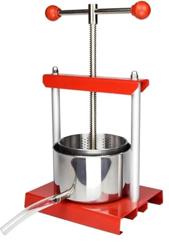 JIURUOZ Pressoir à Fruits Manuel, Presse à Fruits, Pressoir à vin 2/3/6 L avec Double fût en Acier Inoxydable et poignée en T for jus et jus d'herbes(6l)