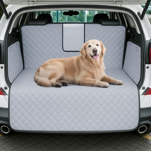 Lekespring Waterproof Car Boot Liner – Heavy Duty Quilted Trunk Mat with Non-Slip Backing – Full Coverage Boot Protector for SUV, Estate & Hatchback – Easy to Install & Clean - Grey