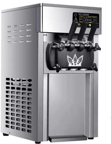 WOTZOV Máquina Profesional para Hacer Helado Suave de 1200 W, con Capacidad de 16 a 18 l/h y Pantalla LED, 3 sabores.