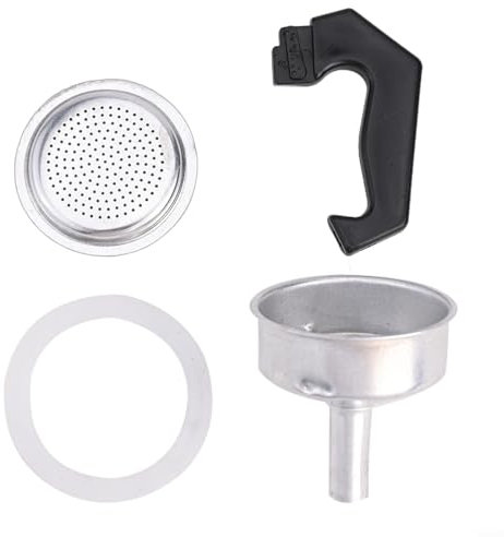 Eawfgtuw Moka Pot Accessories Replacement Kit with Handle, Seal, Funnel, Filter for Coffee Maker, Percolator Replacement Parts, Coffee Maker Funnel, Silicone Gasket for RING(1 Cup)