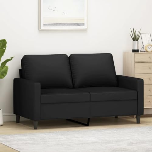 Emmtore Sofa 2-Sitzer, Loungesofa Couch mit Armlehnen Rückenkissen, Wohnzimmersofa Designsofa mit Metallgestell, Sitzmöbel Zweisitzer Samt,Schwarz,120 cm