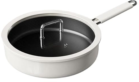 Frying Pans Nonstick, Cooking Pan Nonstick with Lid, 1.97 Inch Ceramic Coating Skillet & Cookware, Titanium Base for Induction, Oven, Electric Stove, Kitchen, Meal Prep, and Baking