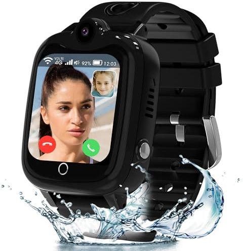 4G Reloj Inteligente Niño, Smartwatch Niños con GPS y Llamadas, Reloj GPS Niños Localizador, SOS, Modo Clase, Videollamada, Chat de Voz, Impermeable, Despertador,Regalo Reloj Inteligente Niñas y Niños