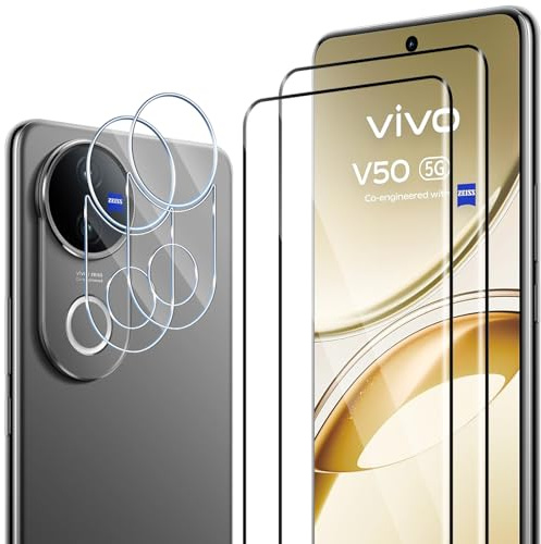 ELYCO Schutzfolie für VIVO V50 für Panzerglas, 2+2 Stück | 2 Stück Schutzglas + 2 Stück Kameraschutz, 9H Härte Anti-Kratzer, HD Klar Displayschutzfolie