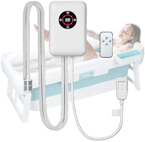 Weyot Portable Water Heater with 30-43°C Constant Temperature Control, Bath Thermostat Heater with Intelligent Temperature Control, Ideal for Bucket, Bathtub, Small PoolWhite,22x14.8x7.5cm