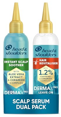 Head & Shoulders DermaXPro Duo: Instant Scalp Soother Serum with Aloe Vera Extract & Ceramide Complex for Itchy Scalp. and Hair Revitaliser Serum with Caffeine (2x145ml)