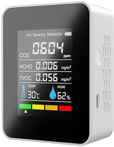 ZYNCUE Monitor 5 in 1 della qualità dell'aria con rilevatore, misuratore di umidità di temperatura HCHO TVOC, tester portatile per la qualità dell'aria interna per casa e ufficio