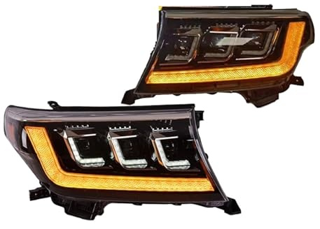 Barhbt Conjunto Faros Celanteros Coche Faros Delanteros LED Para Toyota Para Land Para Cruiser LC200 (2008-2015) Con Luz Diurna (DRL) Y Proyector Lentes Automóvil