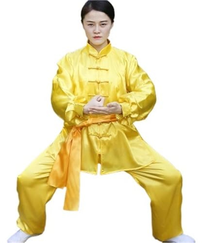 XUCZHAI Tai Chi-dräkt, serviceuniformer kampsport show, för barn och vuxna, herr dam i samma stycke, kläder (guld, XL)