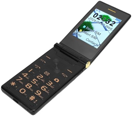 Tangxi Cellulare a Conchiglia per Anziani, Telefono Base Sbloccato 4G, Schermo da 2,8 Pollici Pulsanti Grandi in Lega di Zinco Fotocamera Bluetooth Radio FM Batteria da 5900 (Oro（Luce bianca calda