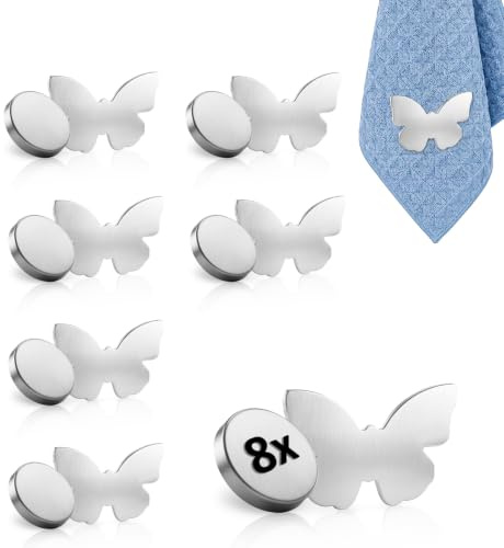AUAUY 8 Stück Tischdeckenbeschwerer Magnet, Schwere Edelstahl Schmetterling | Extra Schwer Magnetische Tischdeckenhalter, für Draußen, Tischtuchklammer aus Edelstahl, für Camping Picknicks Hochzeit