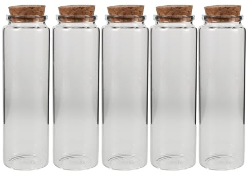 Toddmomy 5 tarros de cristal para cerillas con tapas de madera - 200 ml/6,8 oz. Bote redondo vintage para guardar cerillas, ideal para la mesa de la cocina.