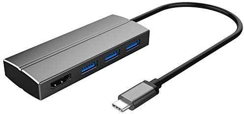 PremiumCord - Adattatore USB 3.1 Tipo C Maschio a HDMI Femmina + 3 x USB 3.0, in Alluminio