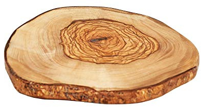 Eine Natürliche Rarität: Nachhaltige und Langlebige Olivenholz Rinden-Baumscheibe von NATUREHOME - Ein Einzigartiges Dekobrett Ø 17-22cm