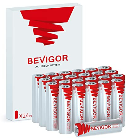 BEVIGOR Lithium Batteries AA Size, AA Battery 24Pack, 3000mAh Double A Battery, 1.5V Longer Lasting Lithium Iron AA Batteries for Flashlight, Toys, Remote Control【Non-Rechargeable】