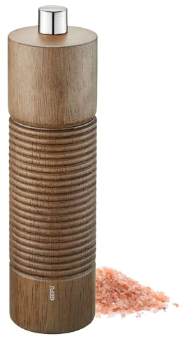 GEFU 34648 Salz- oder Pfeffermühle TEDORO - manuelle Gewürzmühle - unbefüllt - skandinavisches Design - verstellbares Keramikmahlwerk - Höhe 18 cm - braun
