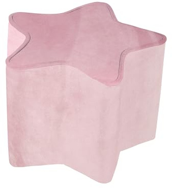 roba Pouf Étoile en Velours pour Chambre Enfant Lil Sofa - Tabouret Doux et Confortable - Rose
