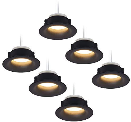 HCFEI LED Einbaustrahler Set rund - schwarz 5 Watt Neutralweiß 4000K dimmbar 230V flach (40mm Tiefe) – Einbauleuchte Ø 68-76 mm Bohrloch – Einbau-Spot Decken-Strahler Deckeneinbaustrahler (6er)