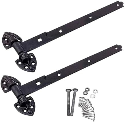 EAI Heavy Reversible Gate Hinges | Heavy Duty 400mm / 16 Inch Black Garage, Stable Door, Gate Hinges | 1 Pair with Fixings