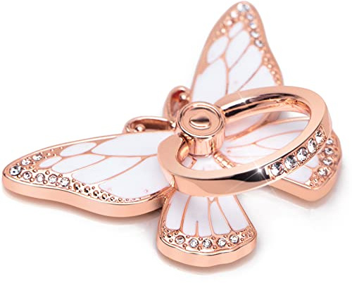 Doflyesky Butterfly Cell Phone Ring Grip Holder, 360 Degrees Rotation Phone Ring Grip Stand, Metal Finger Kickstand Compatible with iPhone, Samsung Galaxy, Android Phone Cases