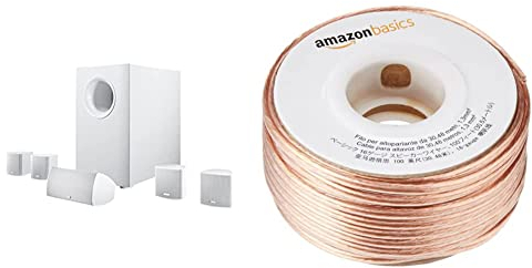 Canton Movie 95 Heimkinosystem (100/120 Watt) Weiss (Set) & Amazon Basics 16-Gauge Speaker Wire - 100 Feet