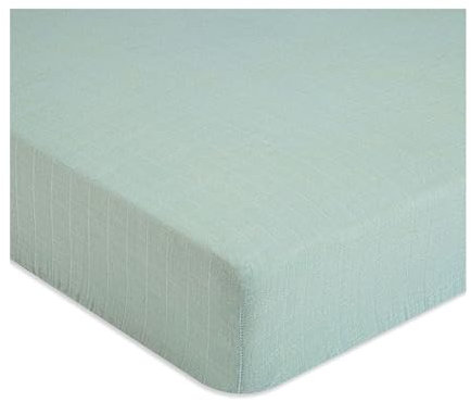 Crane Baby Fitted Sheet, Soft Cotton Fitted Sheet for Cribs and Nurseries, Evergreen, 28”w x 52”h x 9”d