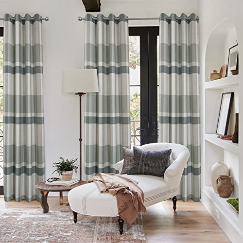 always4u Verdunkelungsvorhang mit Schall- und Wärmeisolierung, Energieeffizient für Wohnzimmer und Schlafzimmer, Karo-Muster, Grün, 140x245 cm, 2er-Set